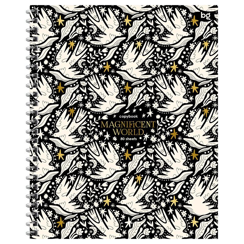 Тетрадь 80л., А5, клетка на гребне BG "Magnificent World", матовая ламинация, тиснение фольгой, твердая обложка