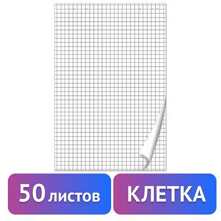 Блокнот для флипчарта BRAUBERG, 50 листов, клетка, 67,5х98 см, 80 г/м2, 128647