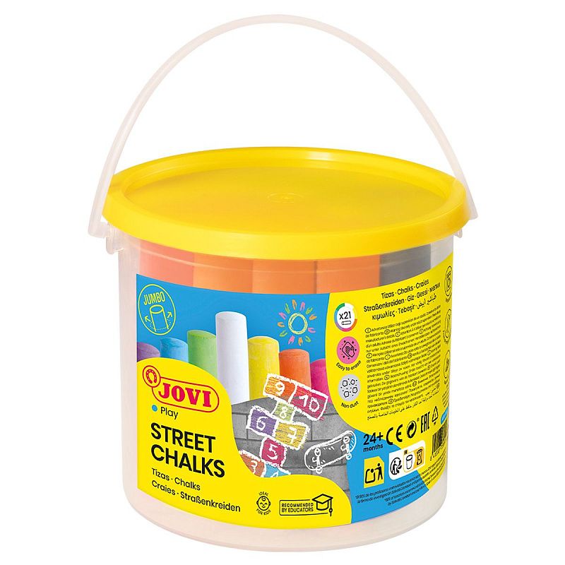 Мелки цветные для асфальта JOVI, 20шт., 7цв., круглые, пластиковое ведро 