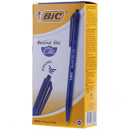 Ручка шариковая автоматическая Bic "Round Stic Clic" синяя, 1,0мм 