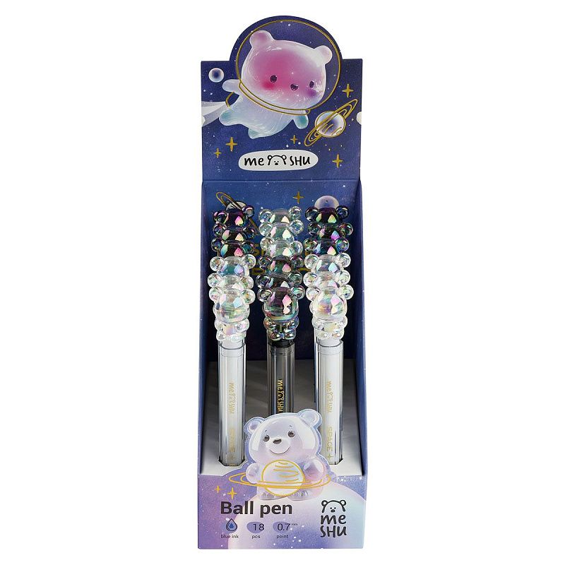 Ручка шариковая MESHU "Space Bear" синяя, 0,7мм, корпус ассорти 