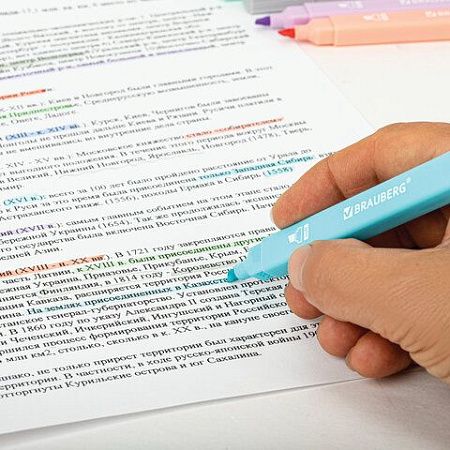 Набор текстовыделителей 6 ПАСТЕЛЬНЫХ ЦВЕТОВ, BRAUBERG "Macaroon", мягкий скошенный наконечник 1-5 мм, 152515 