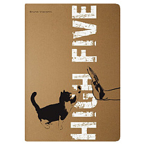 Тетрадь ЕВРО А5 40 л., BRUNO VISCONTI сшивка, клетка, крафт картон, бежевая бумага 70 г/м2, "КОТИК-ДАЙ ПЯТЬ", 7-40-081