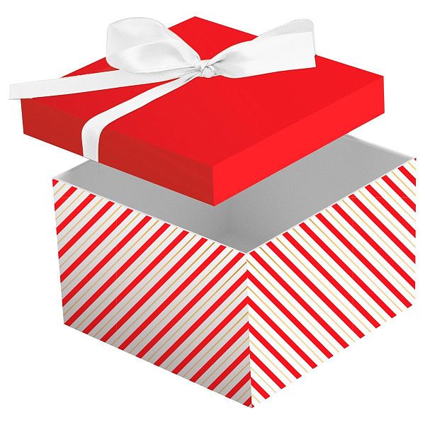 Коробка складная подарочная MESHU "Stripes", (15*15*15см), с лентой, отд фольгой