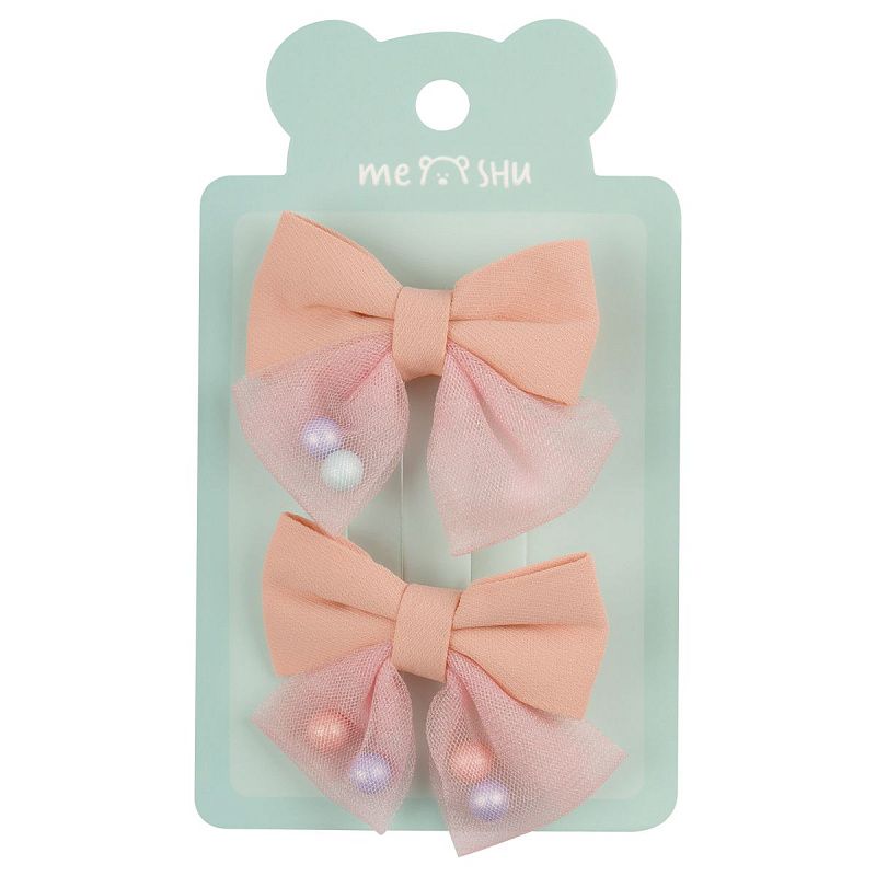 Заколки для волос MESHU, прищепка-бант с наполнителем, ассорти, 2шт., европодвес