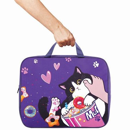 Папка на молнии с ручками BRAUBERG KIDS А4, 1 отделение, полиэстер, 80 мм, "Sweet cheeks", 272120 