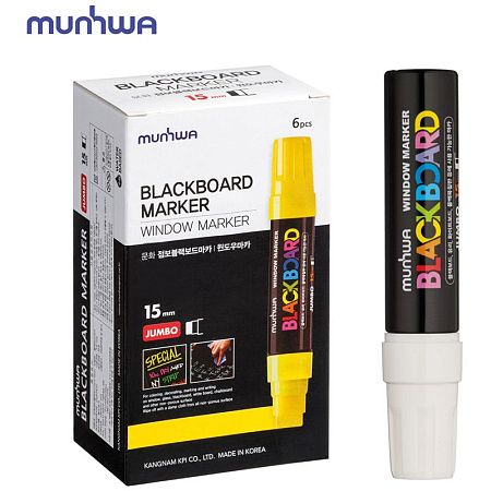 Маркер меловой MunHwa "Black Board Jumbo" белый, 15мм, водная основа 