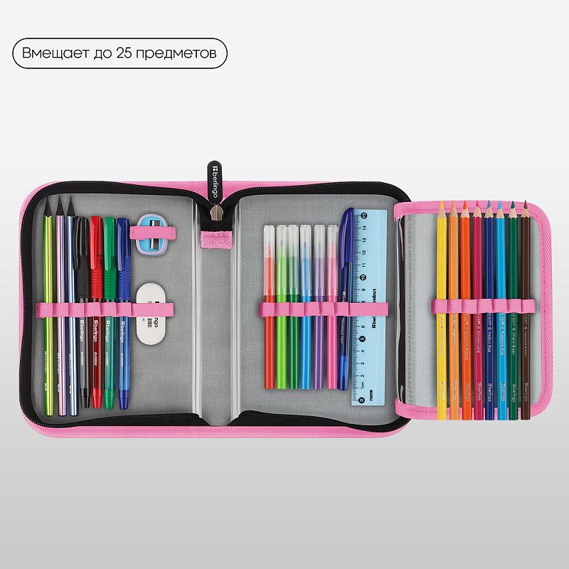 Пенал 1 отделение, 200*140*40 Berlingo "Dream Like A Unicorn", дополнительная откидная секция, полиэстер 