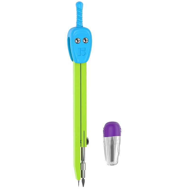 Готовальня Berlingo "Raze", 2 предмета, циркуль 135мм, голубой, пластиковый футляр 