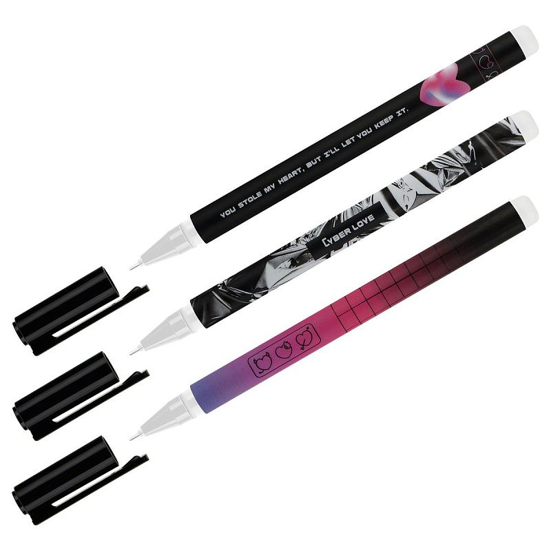 Ручка гелевая стираемая MESHU "Cyber love" синяя, 0,5мм, корпус ассорти