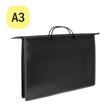 Папка для чертежей и рисунков А3 ArtSpace, черный, пластик, на молнии 