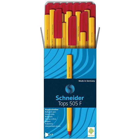Ручка шариковая Schneider "Tops 505 F" красная, 0,8мм, оранжевый корпус 