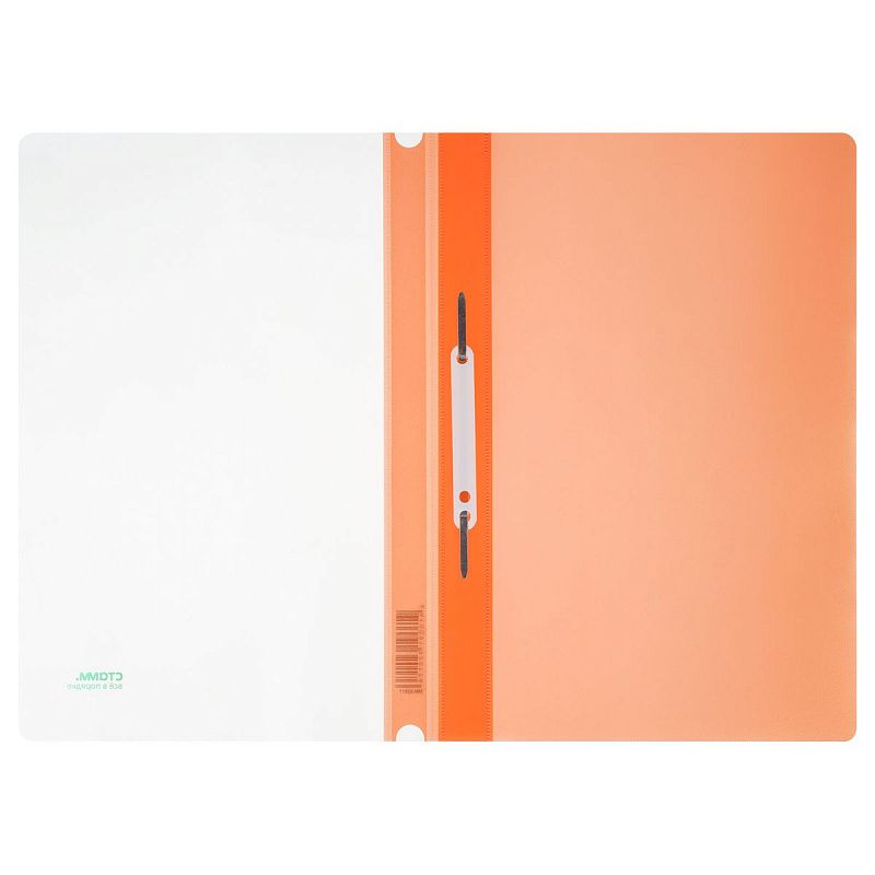 Папка-скоросшиватель пластик. перф. СТАММ "Сияние" А4, 180мкм, оранжевый с прозр. верхом 