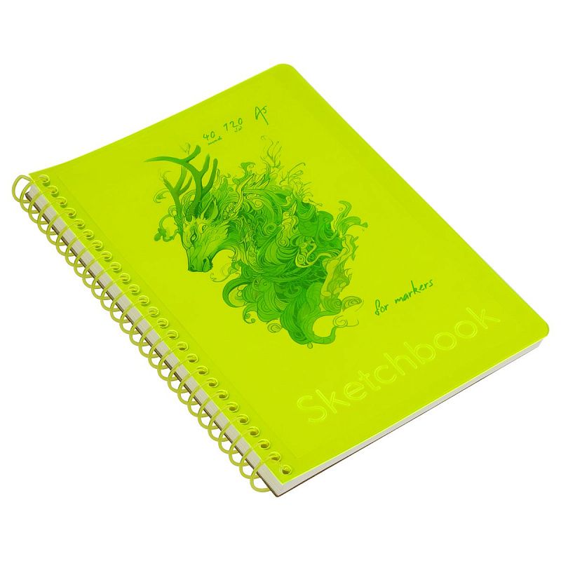 Скетчбук 40л., А5 BG "Neon. Yellow", на гребне, маркерная бумага 120г/м2