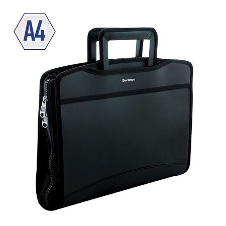 Папка-портфель 8 отделений Berlingo "Silk Touch", А4, 380*280*45мм, 700мкм, черная 