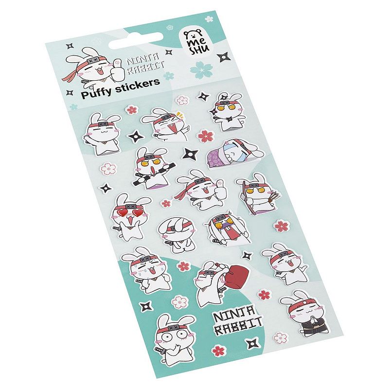 Наклейки объемные MESHU "Ninja Rabbit", 10*23см, инд. уп., европодвес