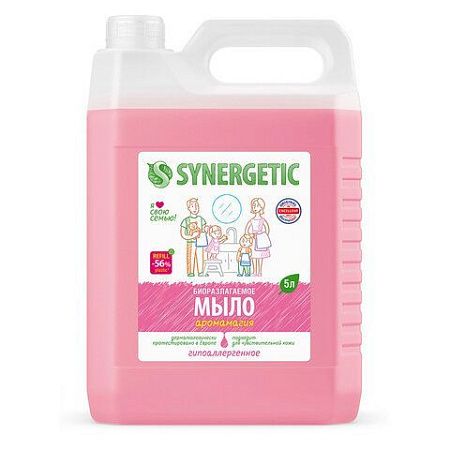 Мыло жидкое 5 л SYNERGETIC, "Аромамагия" гипоаллергенное, биоразлагаемое, ЭКО, 105504 
