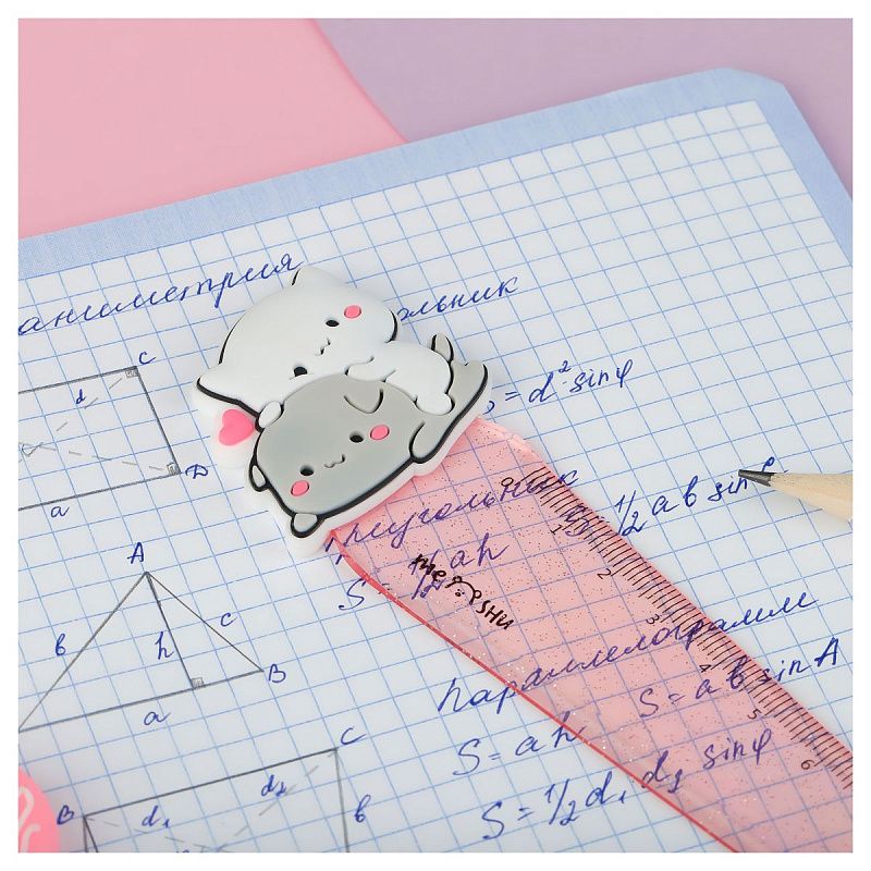 Линейка с топпером 12см MESHU "Cute kittens", пластиковая, европодвес 