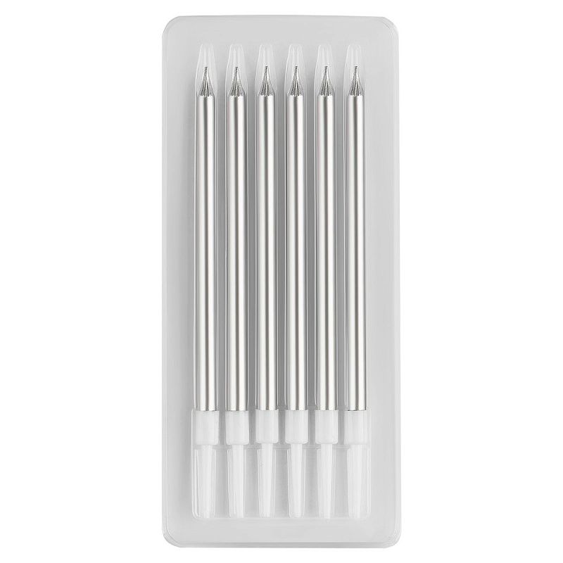 Свечи для торта с держателями MESHU "Straight silver", 11см, 6шт.