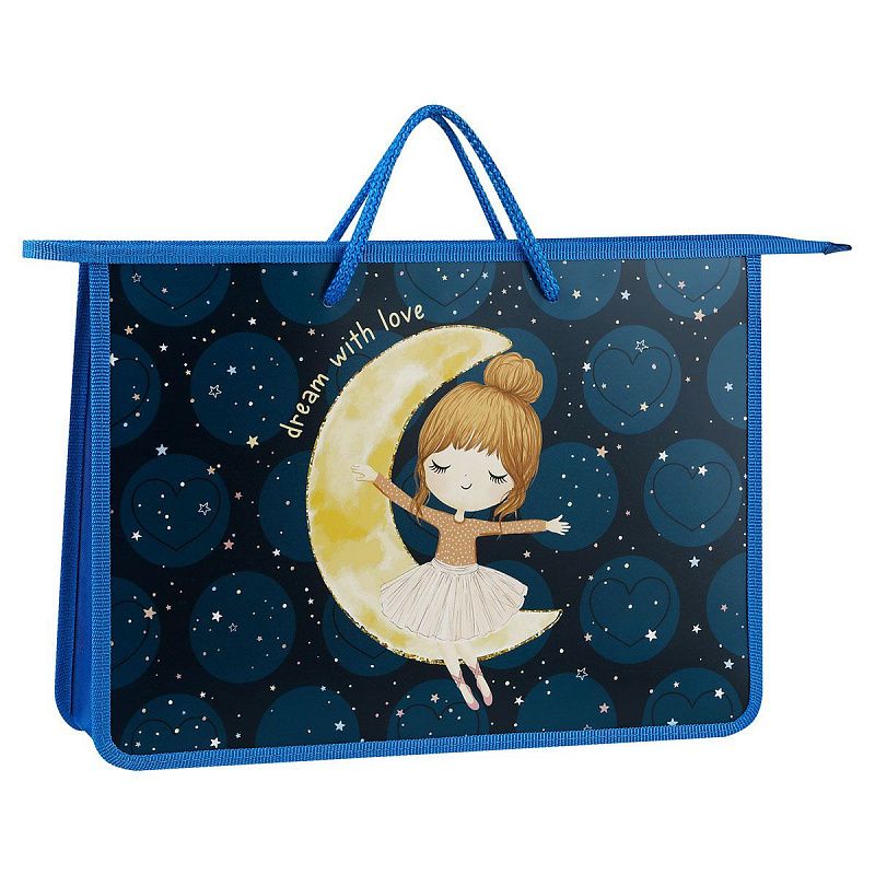 Папка с ручками А4 ArtSpace "Riding on the moon", пластик, на молнии, 75мм