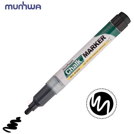 Маркер меловой MunHwa "Chalk Marker" черный, 3мм, спиртовая основа, пакет 