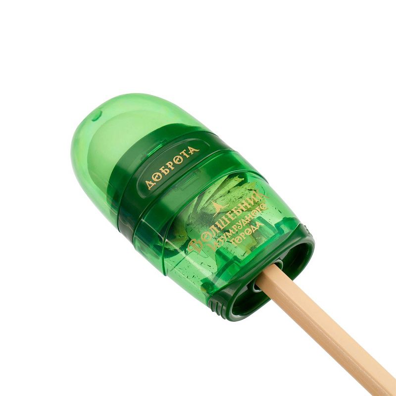 Точилка пластиковая с ластиком Мульти-Пульти "Волшебник Изумрудного города" 1 отверстие, контейнер, ассорти 