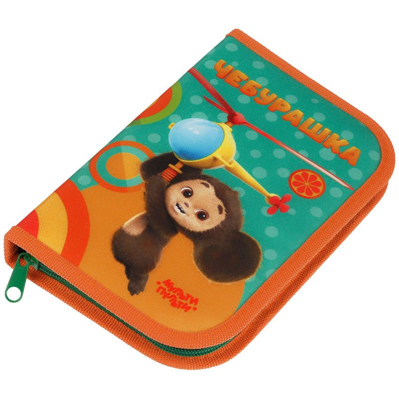 Пенал 1 отделение, 200*130 Мульти-Пульти "Чебурашка", доп. секция, ткань 