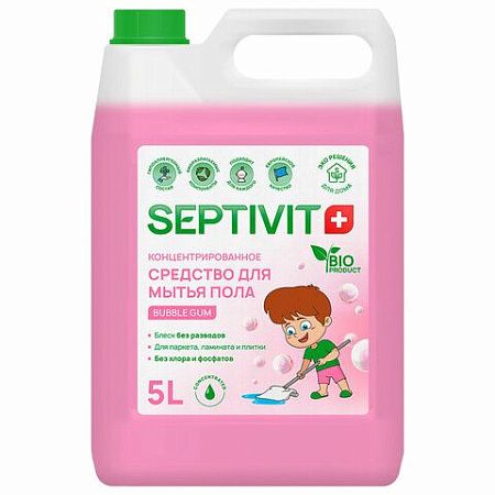 Средство для мытья пола гипоаллергенное 5 л, SEPTIVIT "Bubble gum", концентрат 