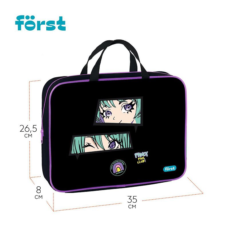 Папка текстильная с ручками 1 отделение, А4 Först "Fancy", 350*265*80мм, текстиль, на молнии 