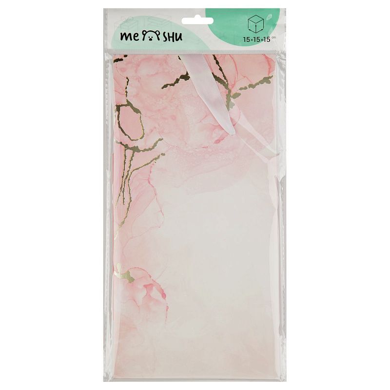 Коробка складная подарочная MESHU "Pink marble", (15*15*15см), с лентой, отд фольгой