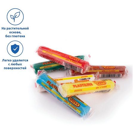 Пластилин JOVI, 06 цветов, 90г, растительный, картон, европодвес