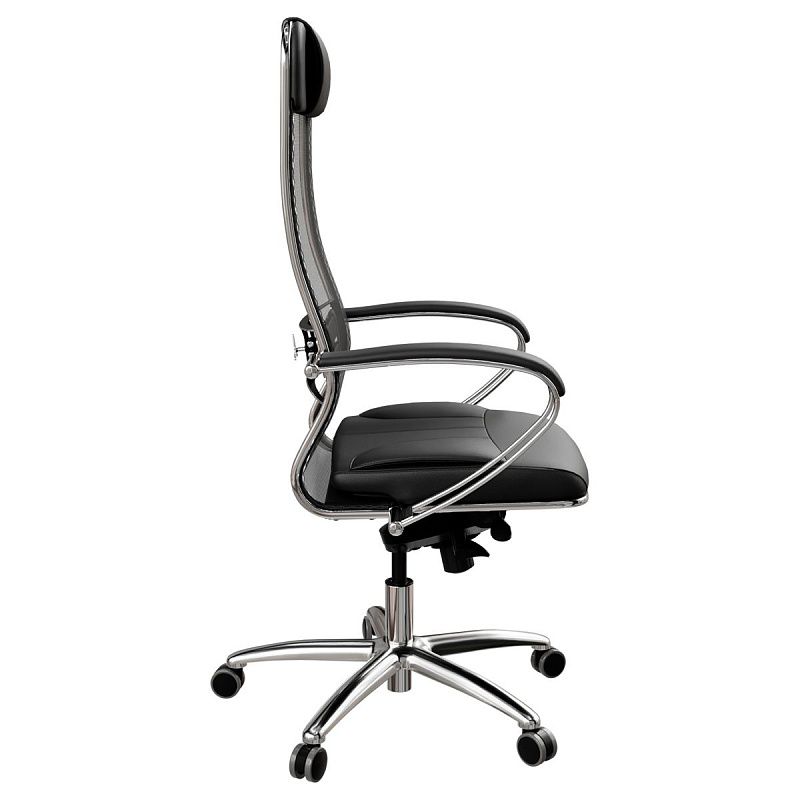 Кресло руководителя Метта "Samurai" SL-1, сетка TS + кожа Infinity, черная, синхромеханизм качания, мультиблок, A.2.1.49