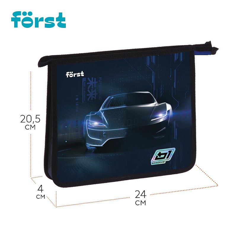 Папка для тетрадей 1 отделение, А5 Först "Extra Power" , 240*205*40 мм, пластик, на молнии 