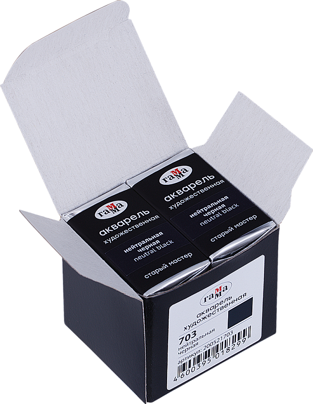 Акварель художественная Гамма "Старый Мастер" нейтральная черная, 2,6мл, кювета