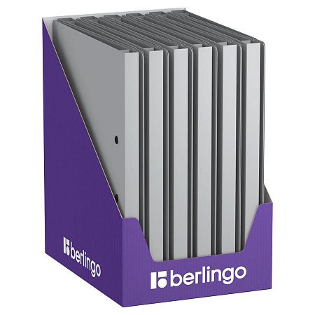 Папка с зажимом Berlingo "Soft Touch", 17мм, 700мкм, серая, с внутр. карманом 