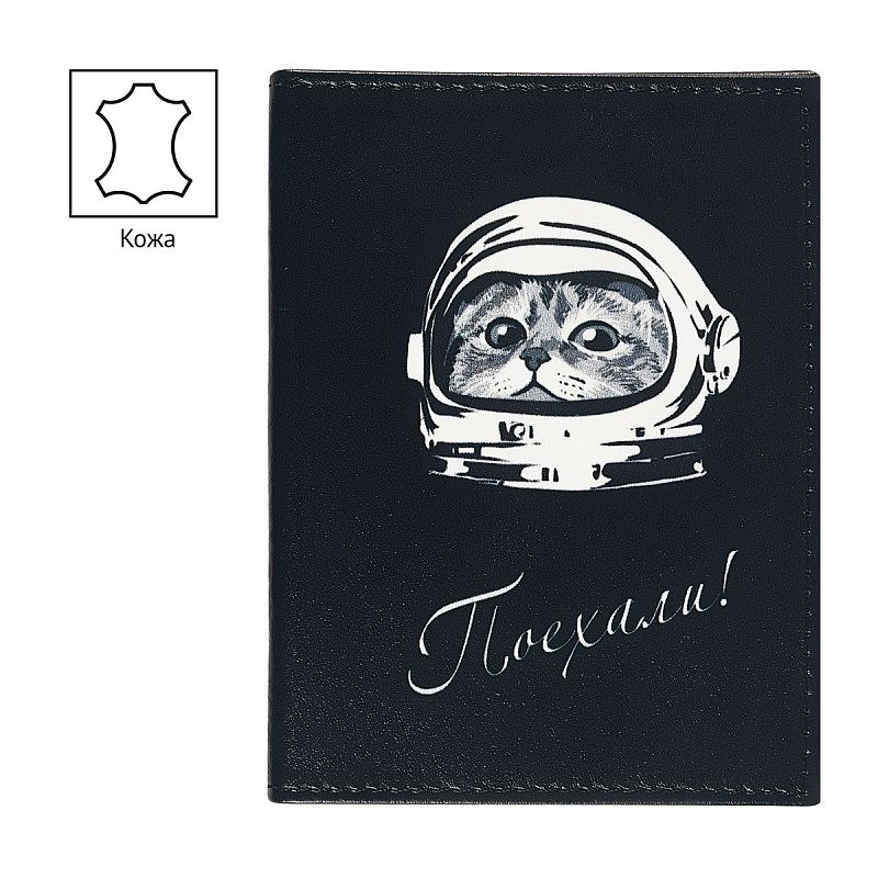 Обложка для автодокументов OfficeSpace "Поехали", натур. кожа 