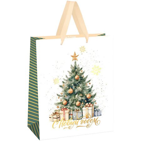 Пакет подарочный 33*42*12см MESHU "Christmas mood", фольга,   матовая ламинация