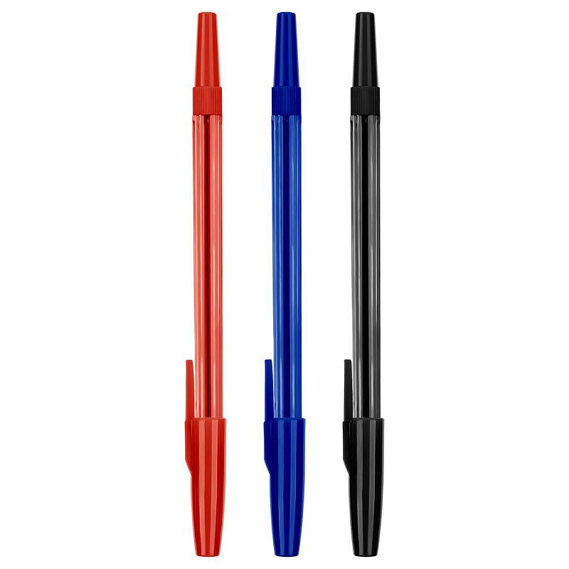 Набор шариковых ручек СТАММ "049" 3шт., 03цв., 0,7мм, тонированный корпус, пакет с европодвесом 