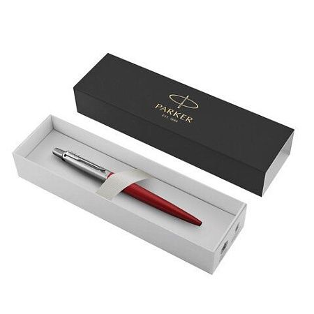 Ручка шариковая PARKER "Jotter Core Kensington Red CT", корпус красный, детали хром, синяя, 1953187 