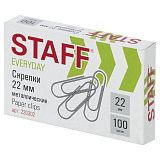 Скрепки STAFF "EVERYDAY", 22 мм, металлические, 100 шт., в картонной коробке, Россия, 220302
