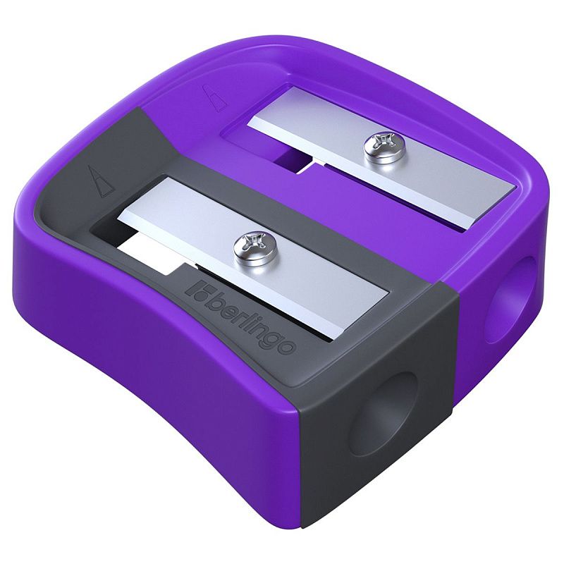 Точилка пластиковая Berlingo "Color Zone Duo", 2 отверстия, для цветных и ч/г карандашей, блистер, ассорти 