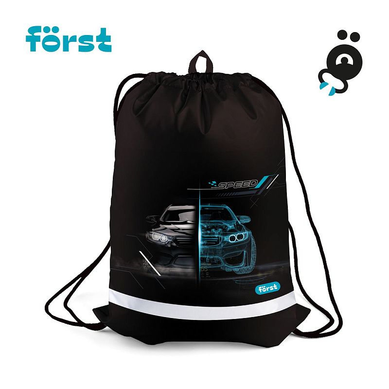 Мешок для обуви 1 отделение Först "Racing speed", 360*460мм, вентиляционная сеточка, светоотражающая полоса 