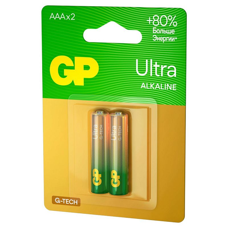 Батарейка GP Ultra G-Tech AAA (LR03) 24AU алкалиновая, BC2