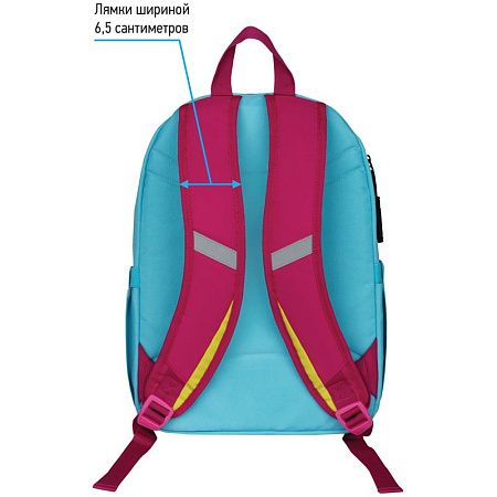 Рюкзак Berlingo Color blocks "Blue fuxia" 39*28*17см, 2 отделения, 4 кармана, уплотненная спинка 