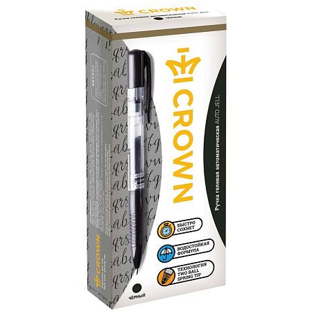Ручка гелевая автоматическая Crown "Auto Jell" черная, 0,7мм 