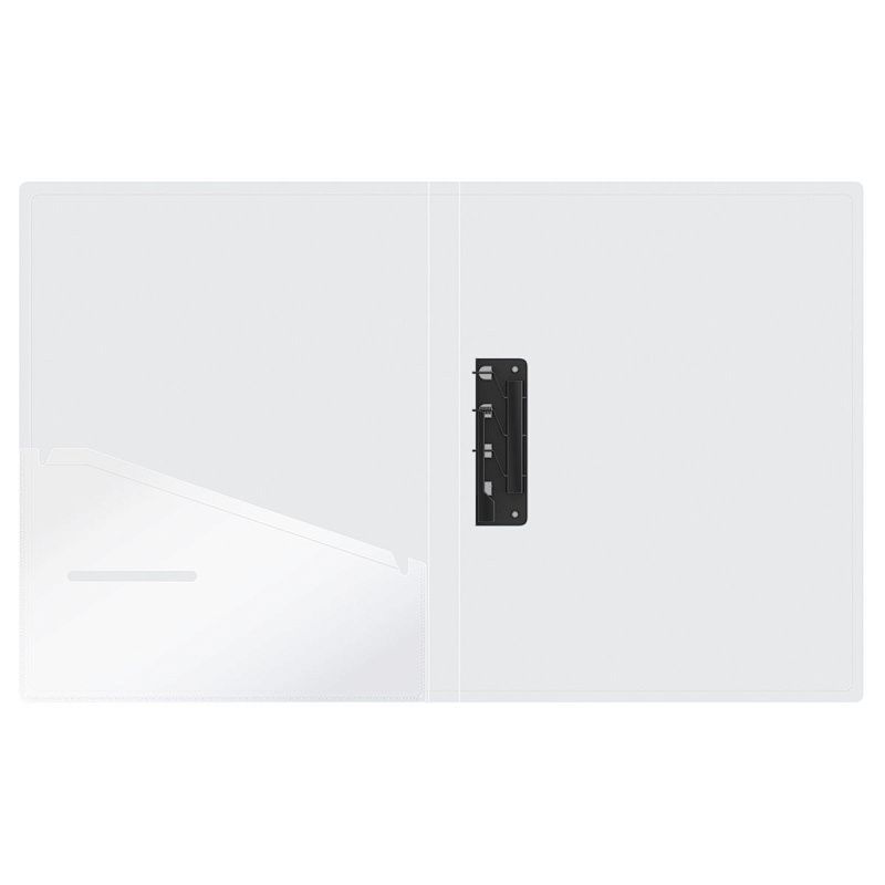 Папка c зажимом Berlingo "DoubleWhite", 17мм, 1000мкм, белая, D-кольца, с внутр. карманом 