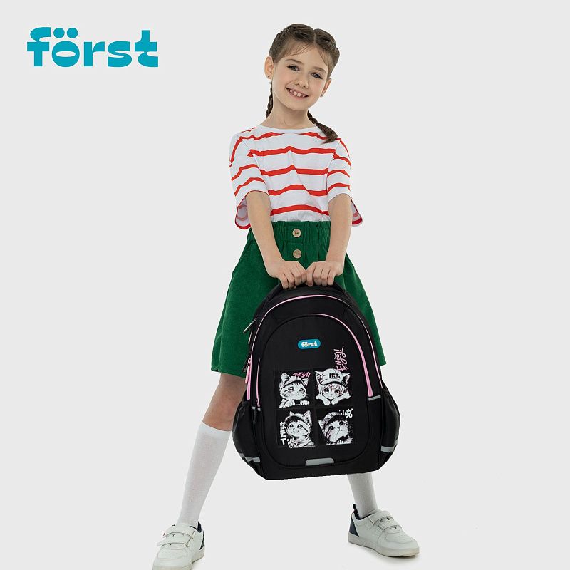 Рюкзак Först F-Cute "Lovely Kittens" 37*29*17см, 3 отделения, 2 кармана, анатомическая спинка 