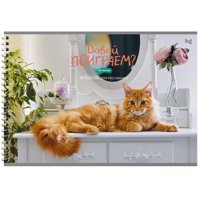 Альбом для рисования 40л., А4, на гребне BG "Домашние питомцы"