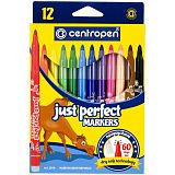 Фломастеры Centropen "Just Perfect", 12цв., трехгран., смываемые, устойч. к высыханию, картон, европодвес