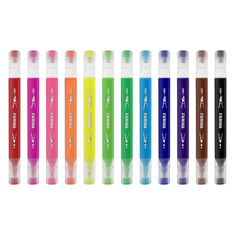 Фломастеры двусторонние Гамма "Классические", 12цв., суперсмываемые, пластик.бокс, т/у